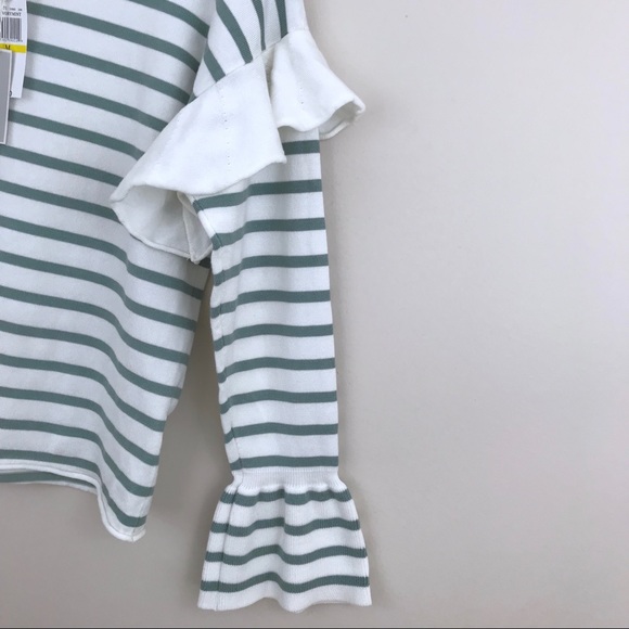 NWT Cupio ivory mint ruffled striped top - Picture 2 of 6